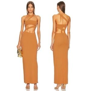 MICHAEL COSTELLO x REVOLVE Tory Gown in Caramel Brown